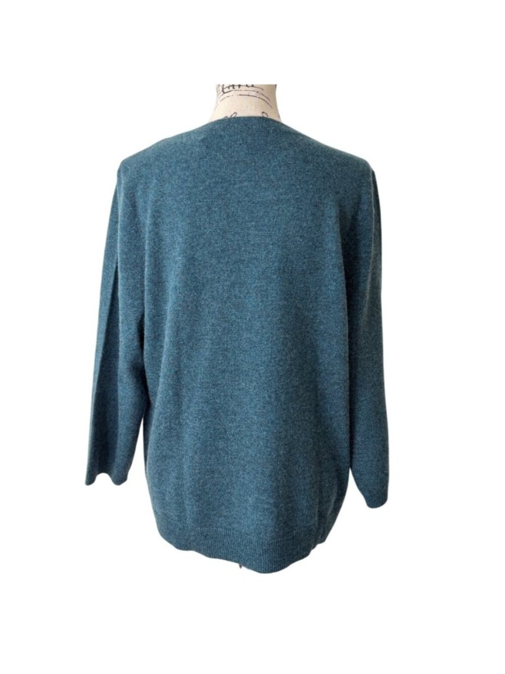 Talbots Womens XL Pure Cashmere Wool Sweater Teal Blue Pullover Crew Neck NEW - Picture 3 of 7